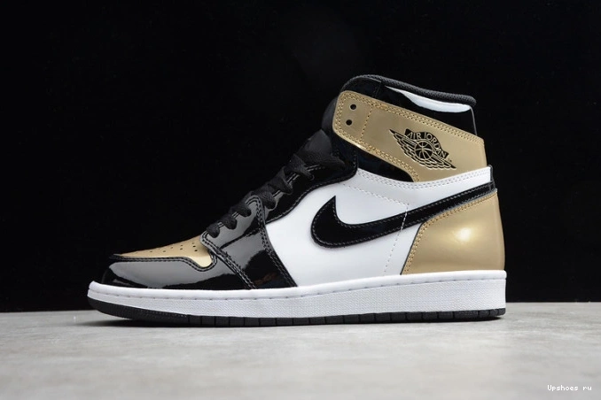 Jordan Patent Gold  High 1 Retro Toe 861428-007 NRG 1207